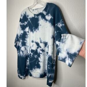 Adriano Goldschmied Dark Teal & Ivory Long Sleeve Tie Dye Sweatshirt XL